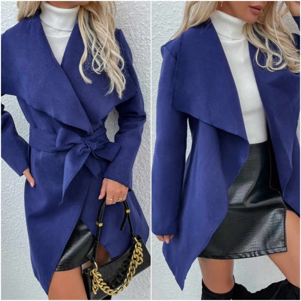 Royal Blue Waterfall Jacket Coat Minimalist Autumn - Picture 1 of 3